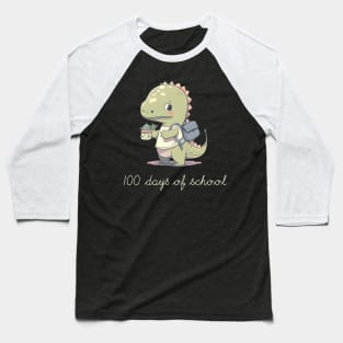 100 Days of School Cute Dino Funny Vintage Dinosaur Baseball T-Shirt